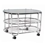 Coffee Table for Living Room Center Table with Wheel Pure Stainless Steel 18 X 30 X 21 Inch