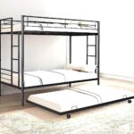 Metal Bunk Bed for Adults with Trundle Without Mattress (Black)