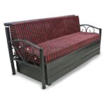 Metal 3 Seater Sofa Cum Bed With Storage Box Black Powder Coated