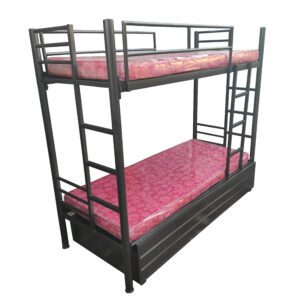 Iron Bunk Bed with Storage Box With Bonded Foam Mattress - s k modern art