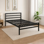 Metal Platform Bed Frame Without Mattress Black Colour Powder Coated