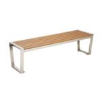 3 Seater Bench for Office Visitor Waiting Room | Outdoor Bench Sitting | Pure Stainless Steel with Wooden Strips