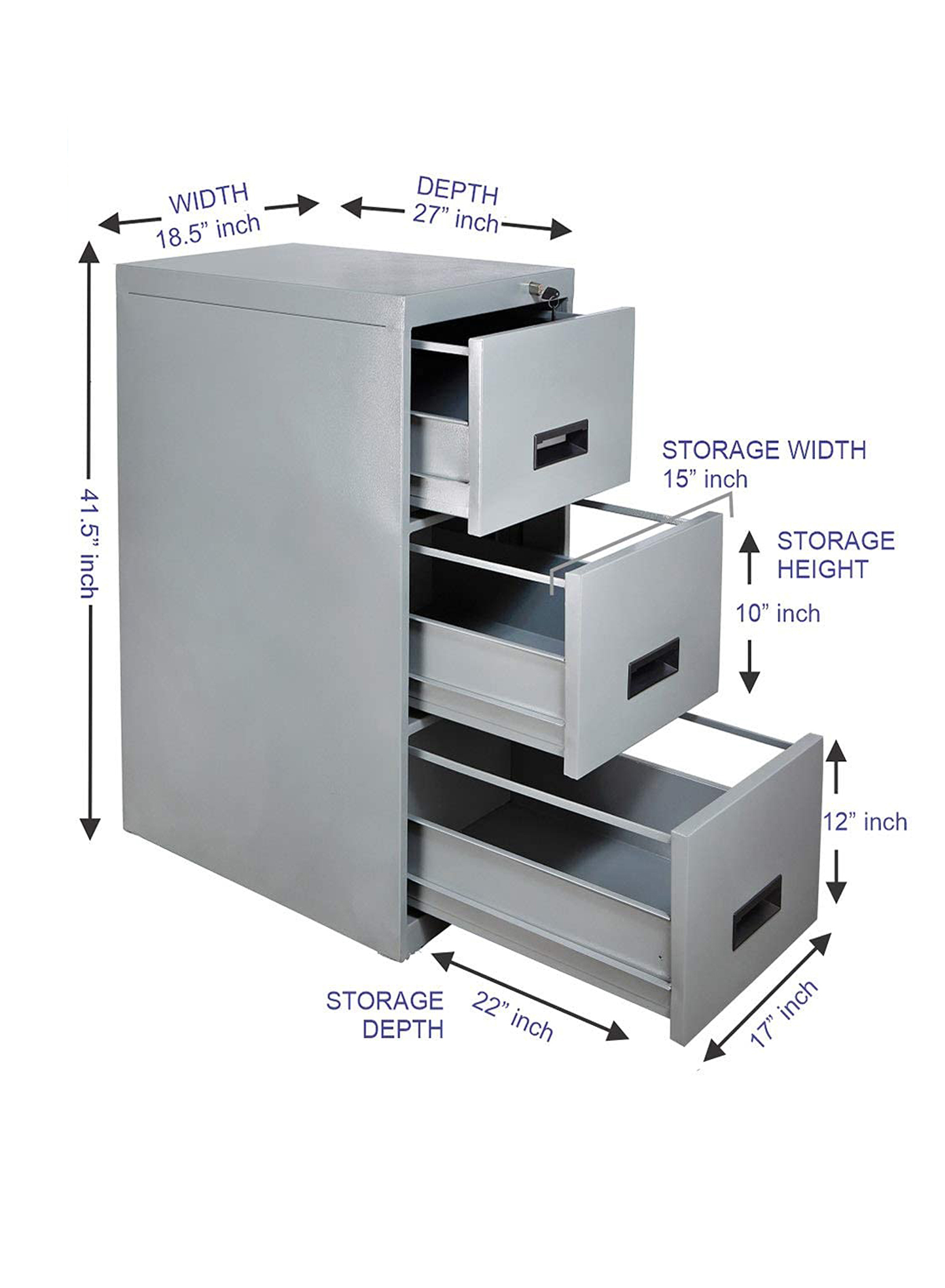 3-Drawer Metal Filing Cabinet Office Storage - s k modern art