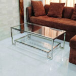 Stainless Steel Coffee | Center Table for Living Room With Glass - S K MODERN ART (Design 13)