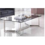 Stainless Steel Coffee | Center Table for Living Room With Glass - S K MODERN ART (Design 14)