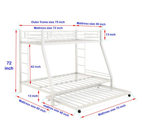 Bunk bed with trundle twin over full