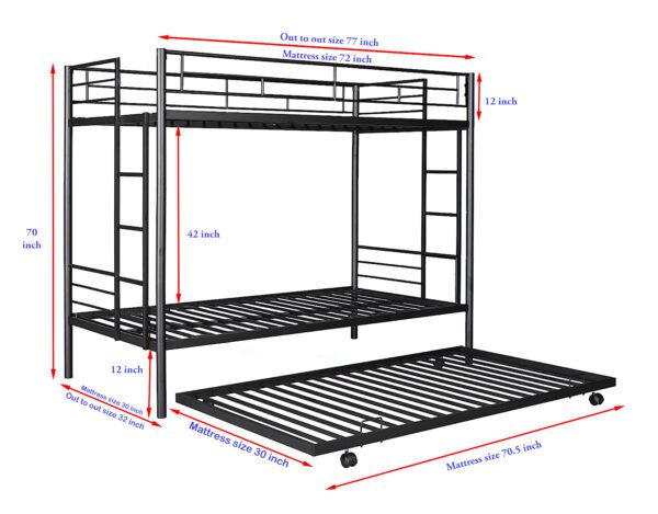 bunk bed with trundle 2.5 x 6