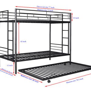 bunk bed with trundle 3 x 6