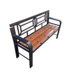 S. K. MODERN ART 2 Seater Bench with FRP Fiber Strip Seat, Metal Frame, Living Room Furniture for Home, Office Reception, Patio