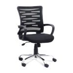 Mid-Back Ergonomic Office Chair - Metal Base, Height Adjustable Revolving Chair