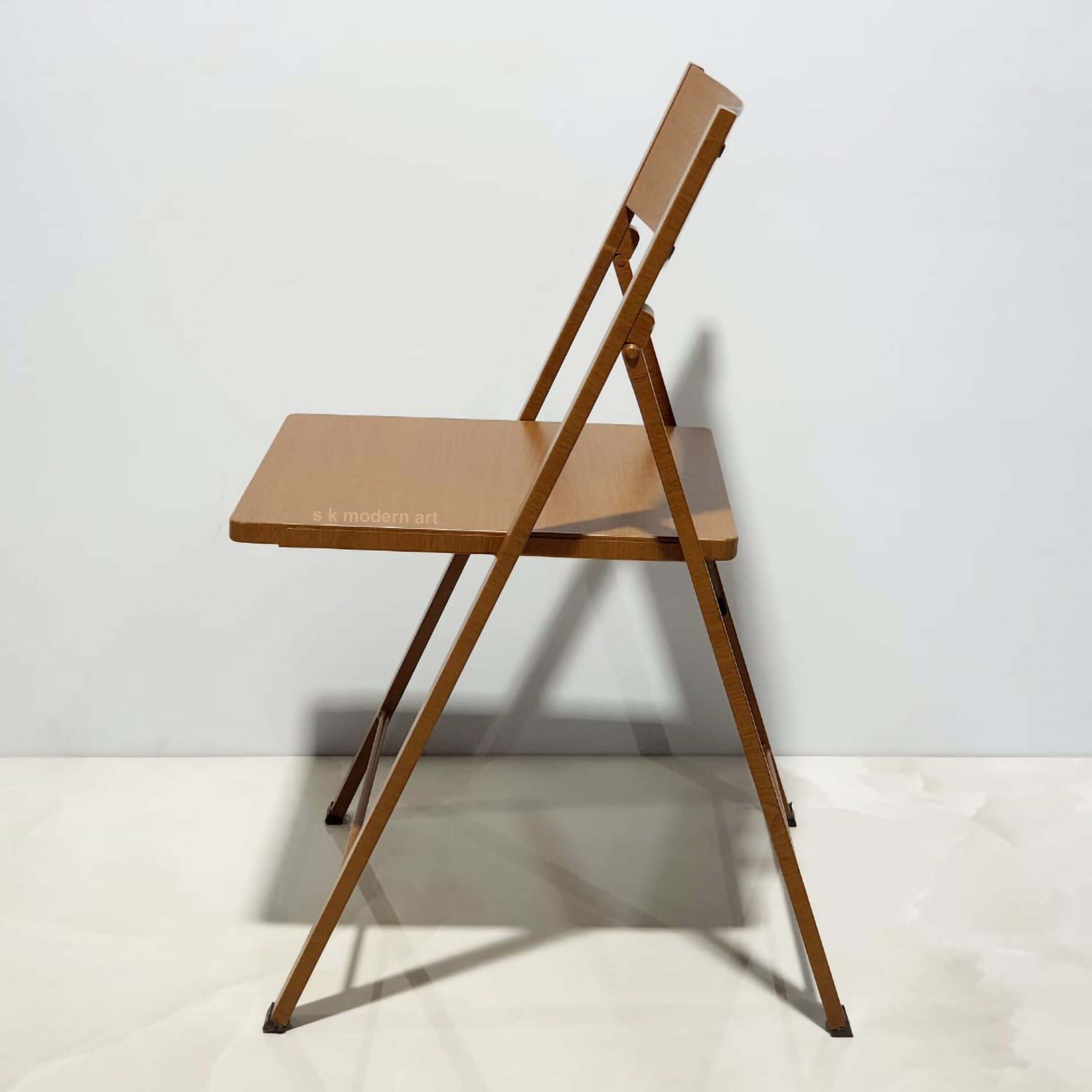 Metal folding chair wooden coating sk modern art 1