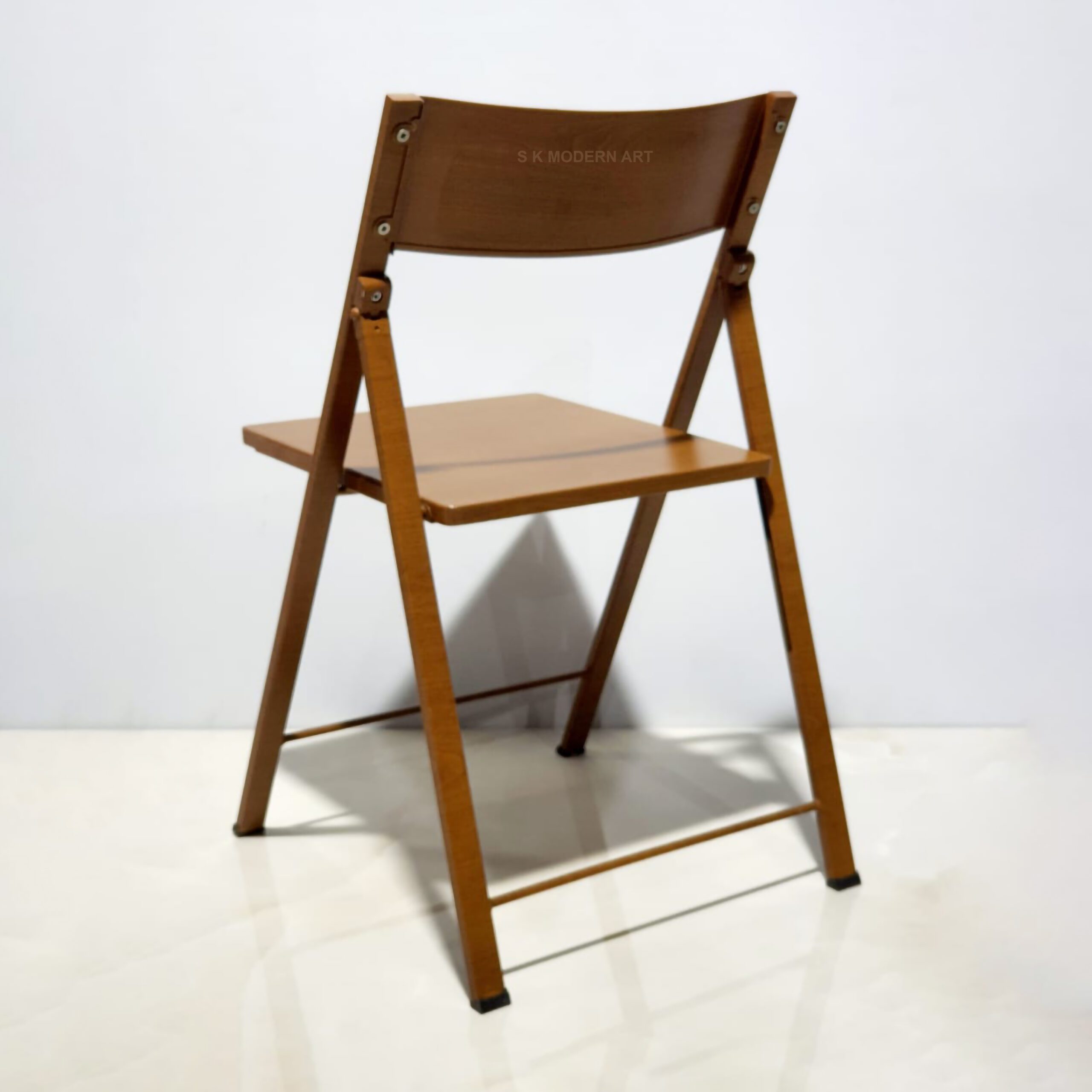 Metal folding chair wooden coating sk modern art 2