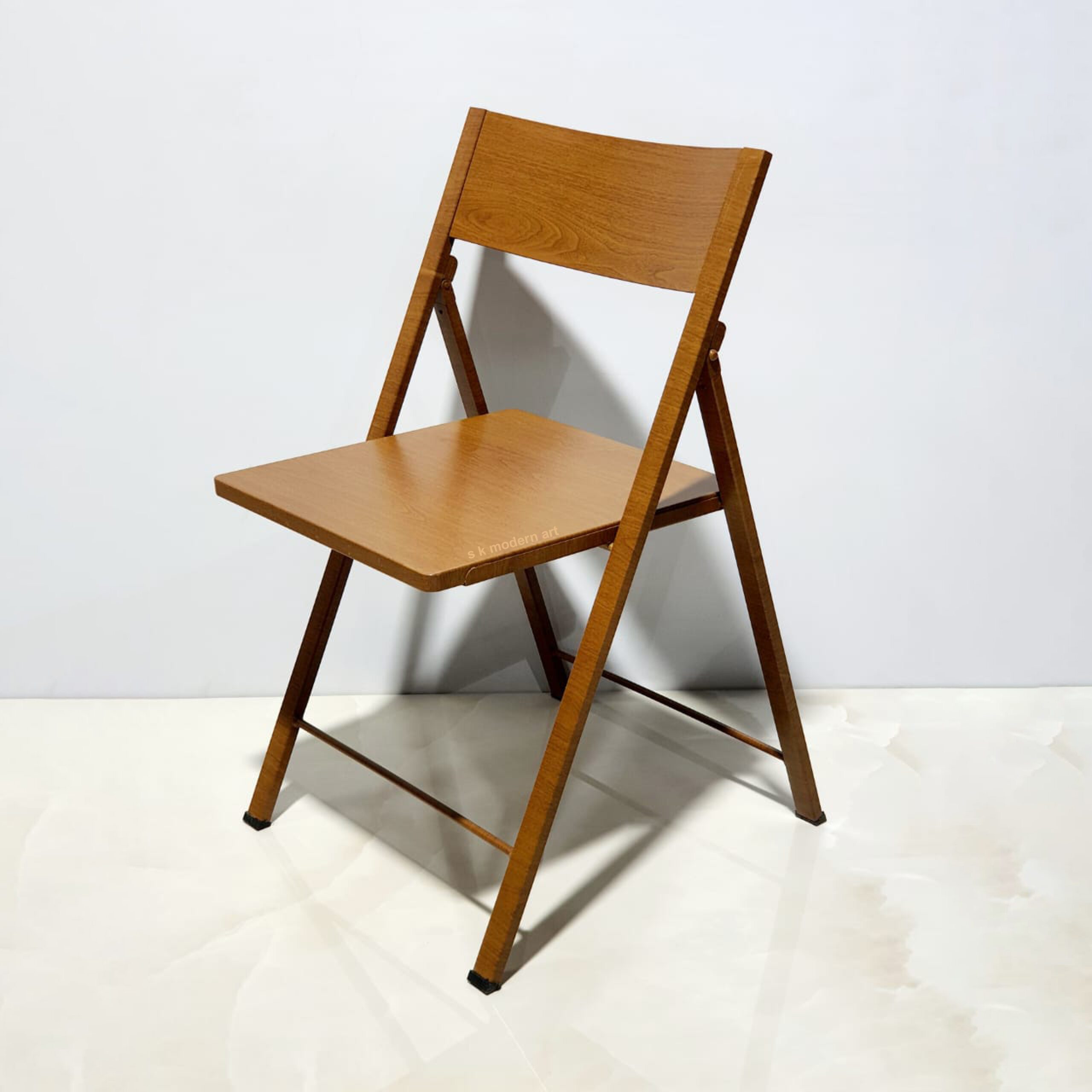 Metal folding chair wooden coating sk modern art Folding chair