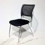 Modern Visitor Chair with Chrome-Plated MS Frame, Cushioned Seat, and Mesh Back