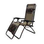 Heavy-Duty Metal Folding Recliner Relaxing Chair With Arm Rest