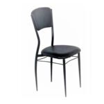 Dining Chair with Cushion Metal Frame, Black Powder Coated