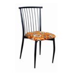 Metal Wrought Iron Dining Chair with Cushion Black Powder Coated