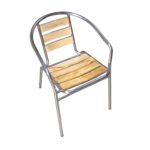 Outdoor Chair for Balcony/Garden/Terrace (Stainless Steel with Wooden Strips)