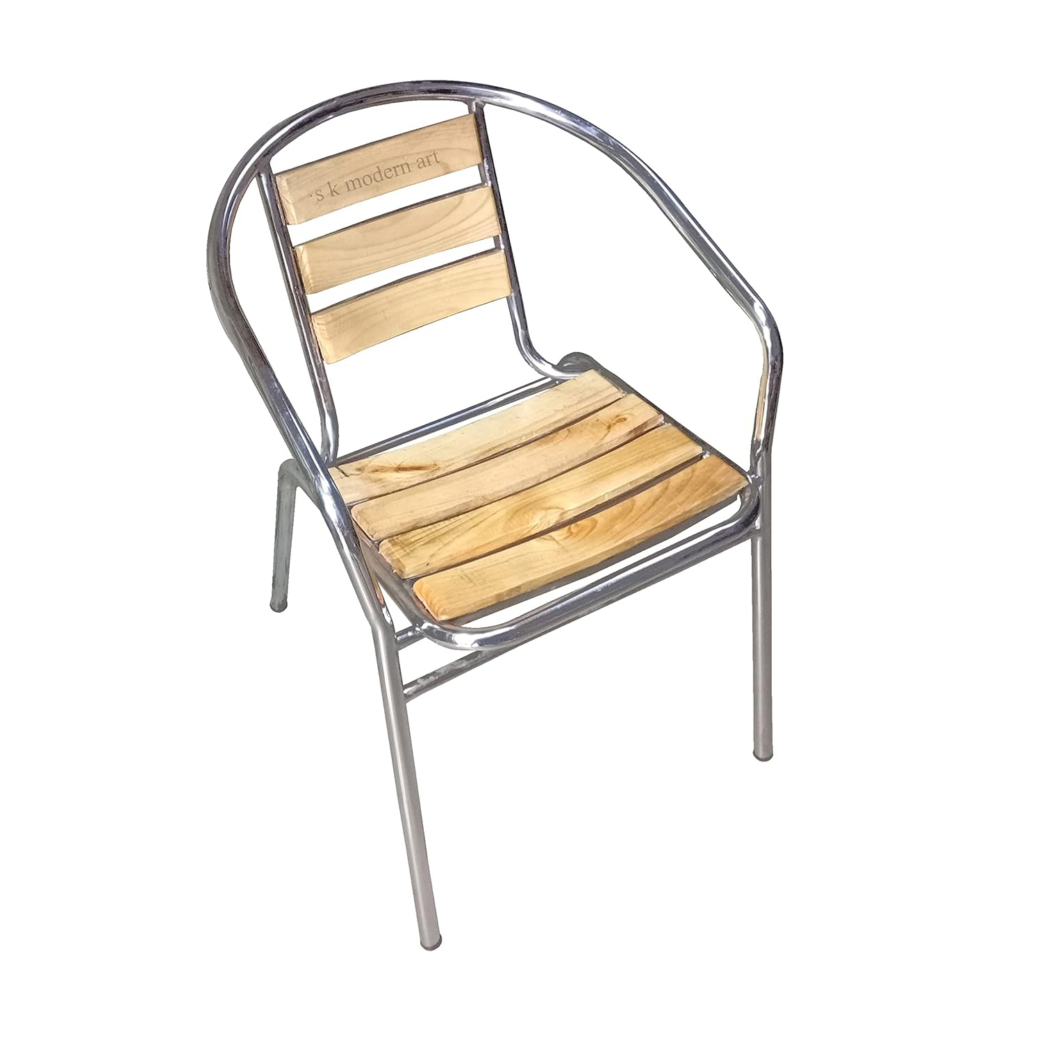 Outdoor chair steel frame with wooden strip Outdoor chair