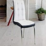 Stainless Steel Dining Chair with Rexine Cushion White