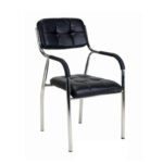 Office Visitor Chair with Stainless Steel Frame With Rexine Cushion