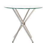 S. K. MODERN ART Dining Table Stainless Steel Top 12 mm Toughened Glass Bevelled Edge